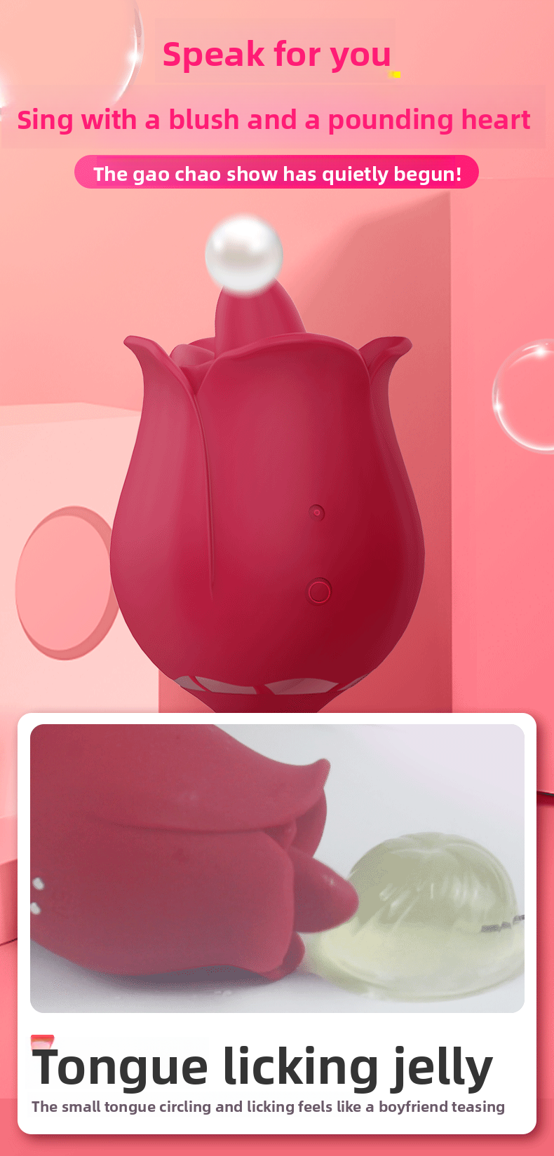 Female Double Vibrator for Young Women Rose Flirting Masturbation Sex Toy Tongue Licking Vibrator