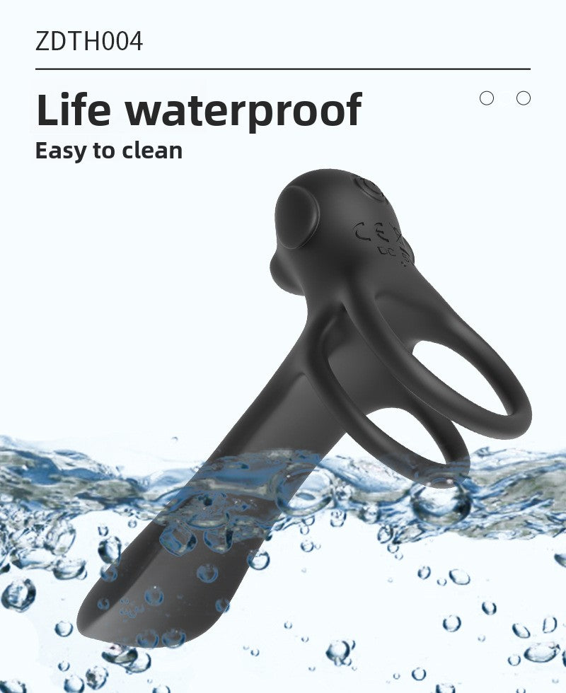 Unisex Vibrating Delay Licking Dog Electric Semen Locking Ring Double Ring Penis Sleeve Wireless Adult Male Products Toys