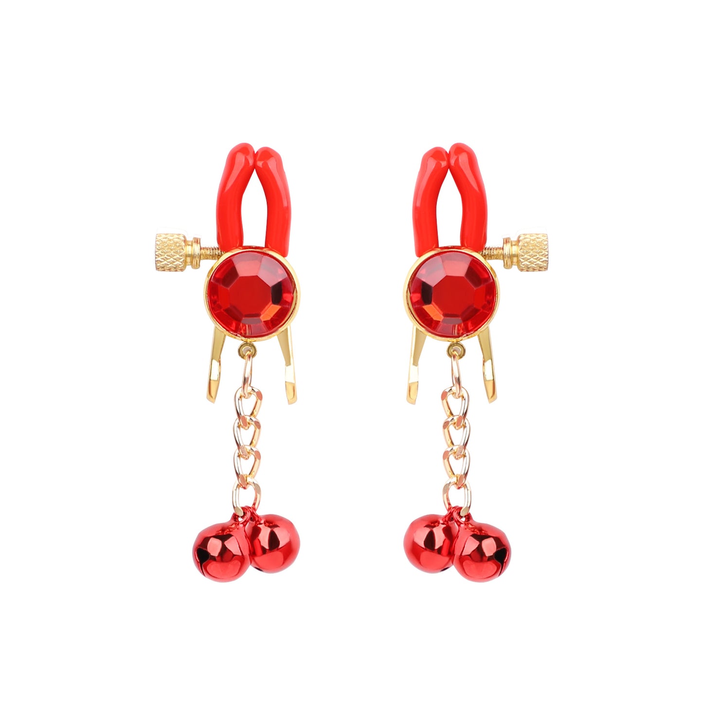 Sexy SM Props Gemstone Bell Nipple Clamps for Women Flirting Teasing Nipple Clips Tassel Chain Clips