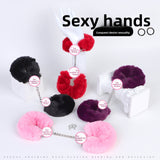 Sex Toys SM Props Thick Plush Metal Toys Handcuffs Binding Restraints Adjustable with Key Handcuffs