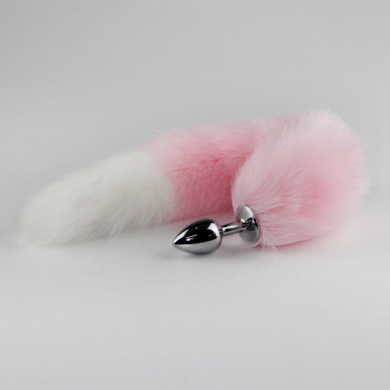 Color Block Fox Tail Anal Plug for Women Back Court Development Erotic Anal Plug SM Props Metal Anal Plug Adult Products