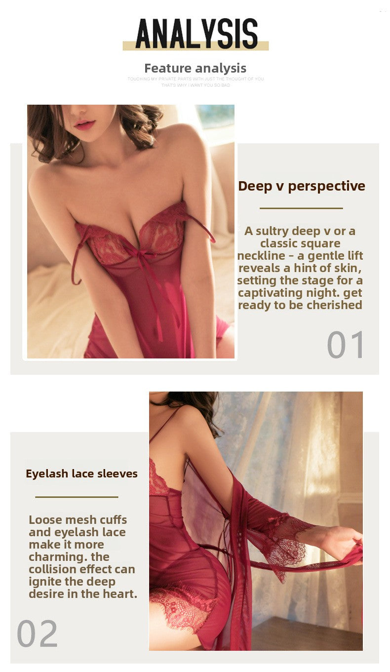 Sexy Lingerie for Women Plus Size See-through Temptation Strap Sexy Lace Nightdress Sleepwear Emotional Supplies Set