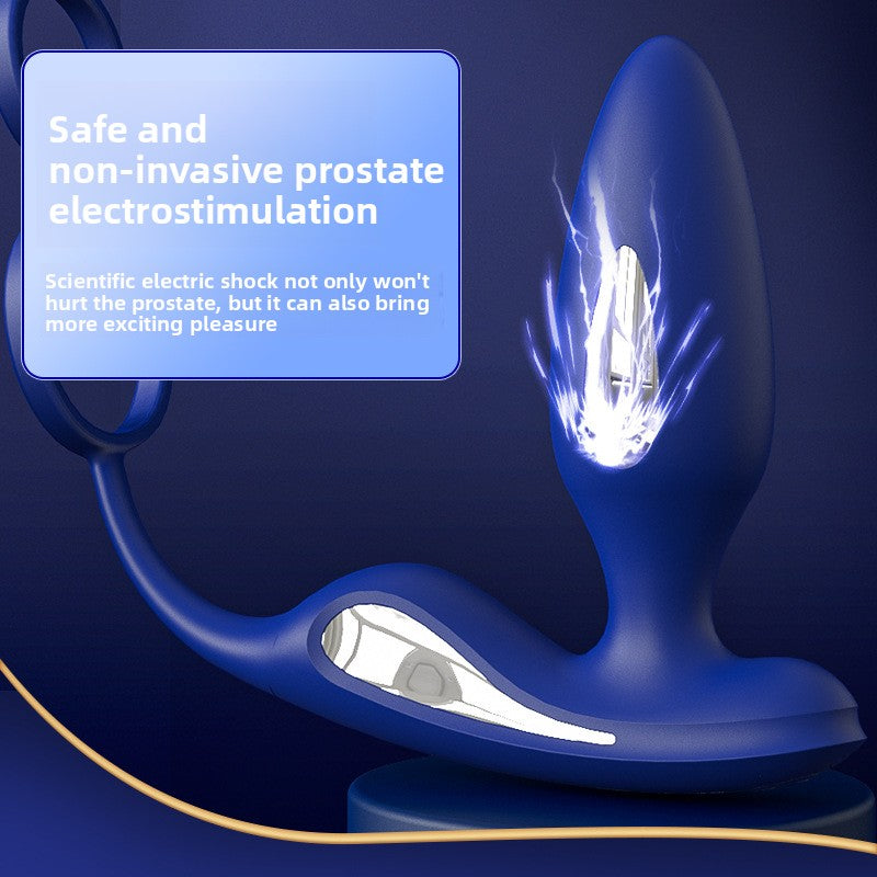 Male Prostate Massager Double Ring Semen Locking Ring Wireless Remote Control Current Back Court Supplies Vibrating Anal Plug
