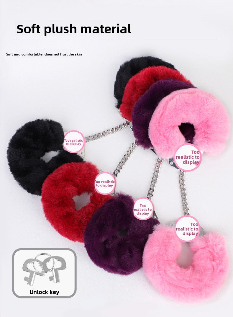 Sex Toys SM Props Thick Plush Metal Toys Handcuffs Binding Restraints Adjustable with Key Handcuffs