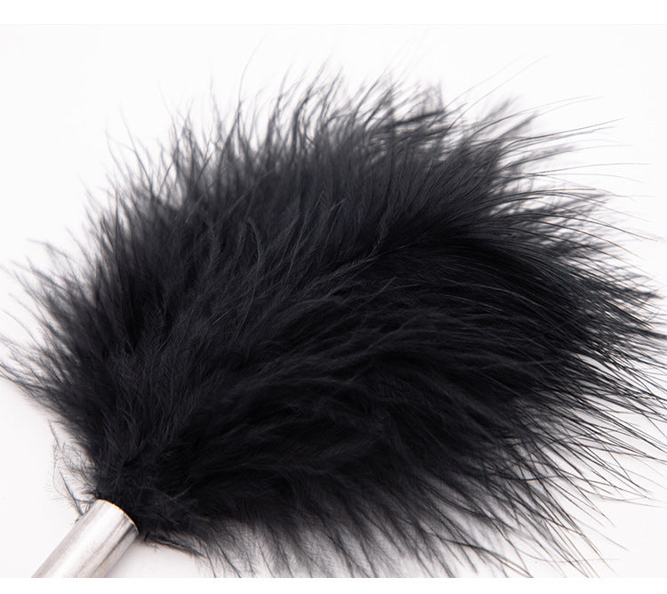 Sm Props Four-Piece Set Black Tease Feather Stick Anal Bead Eyeshade Sexy Whip Adult Supplies