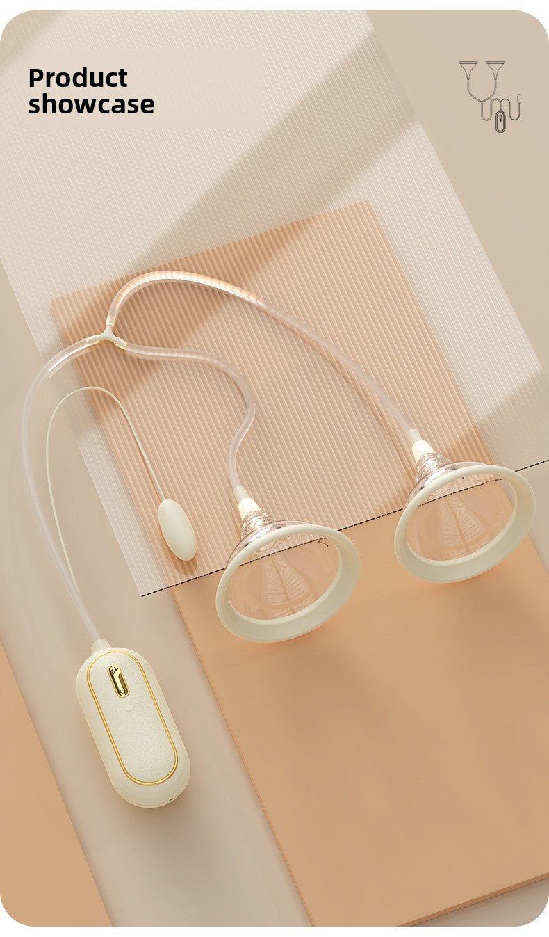 Double Cover Breast Suction Vibrator Strong Vibration Female Masturbator Shared Toy
