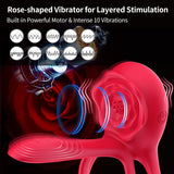 Hot-selling Rose Flower Wearable Vibrating Locking Semen Ring for Couples, Male Use