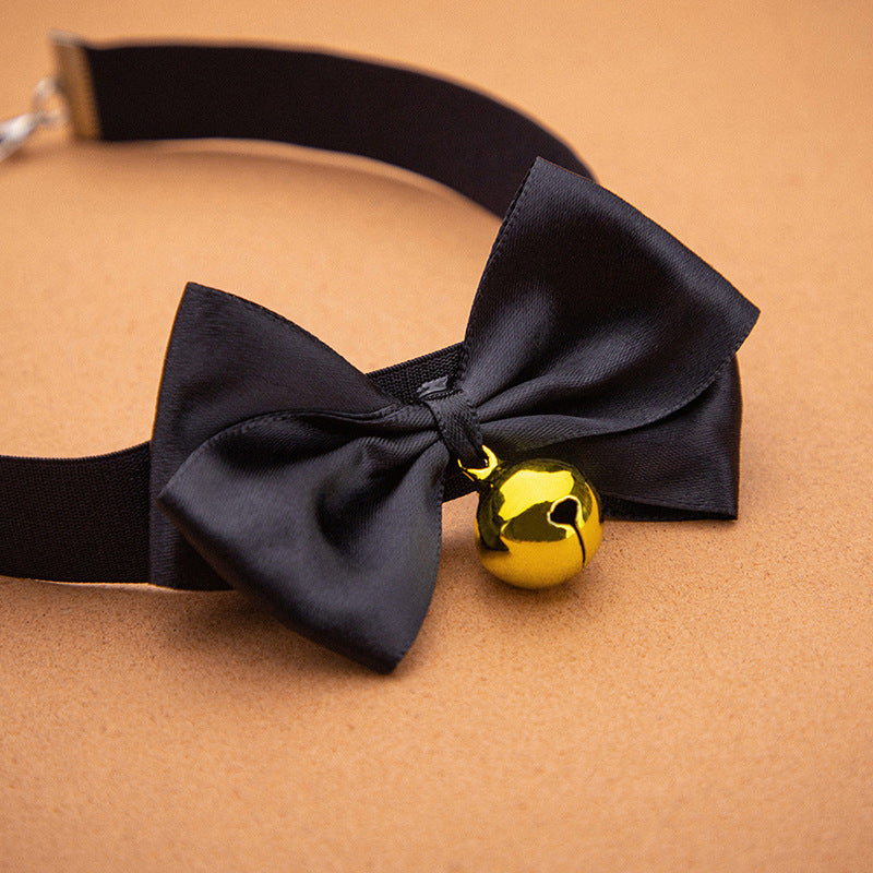 SM Sex Props Polyester Braided Belt Black Bow Bell Collar