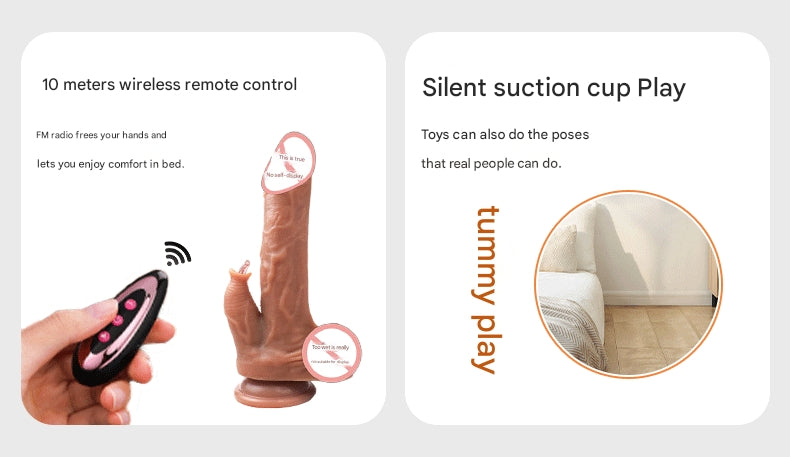 Remote Control Telescopic Heating Realistic Dildo Liquid Soft Flesh Tongue Licking Vibrating Swinging Dildo for Women
