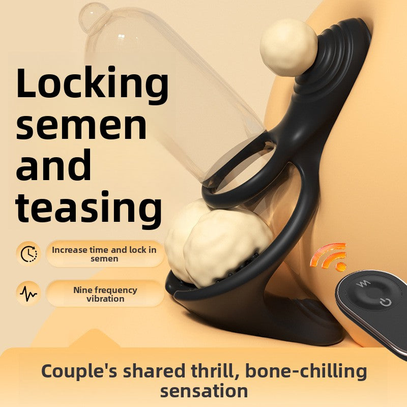 Double Ring Locking Semen Ring Vibration Wireless Remote Control Resonance Locking Semen Ring Perineum Unisex Orgasm