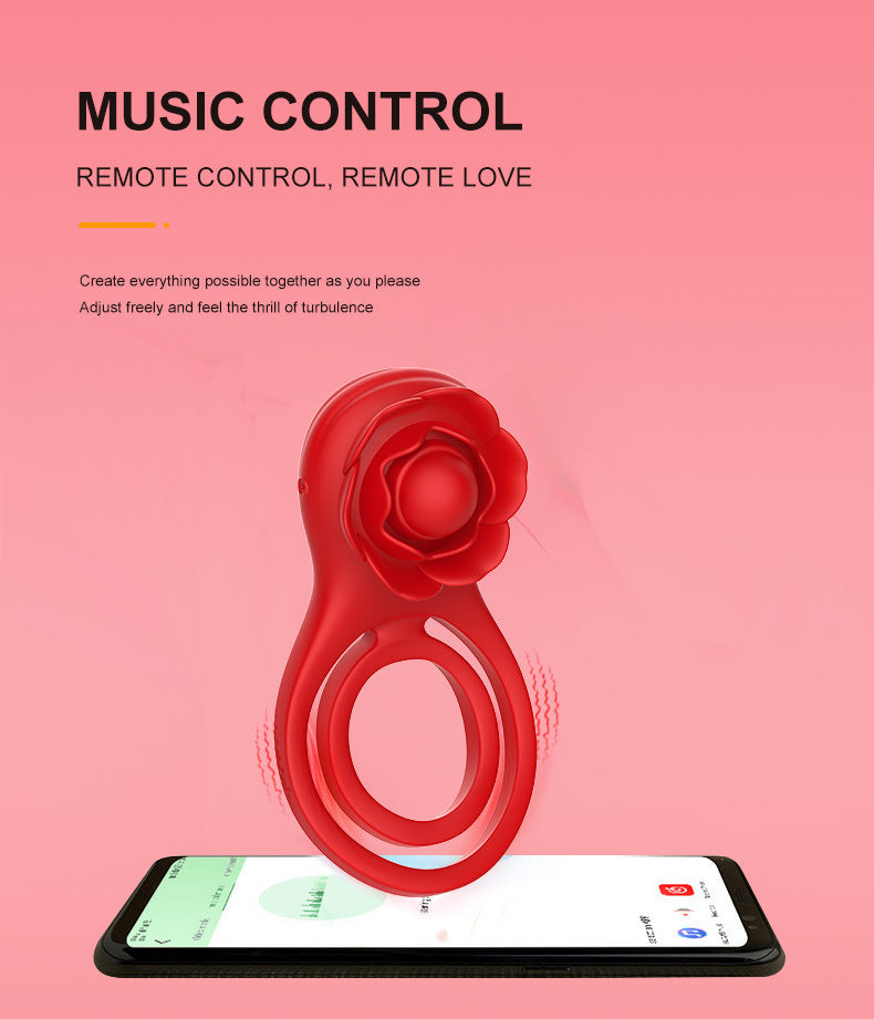 New Wireless Remote Control APP Rose Locking Semen Ring Male and Female Couples Share Vibrating Ring Adult Sex Toys