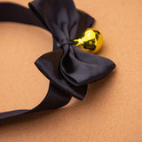 SM Sex Props Polyester Braided Belt Black Bow Bell Collar