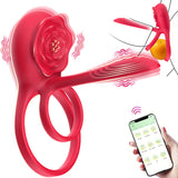 Hot-selling Rose Flower Wearable Vibrating Locking Semen Ring for Couples, Male Use
