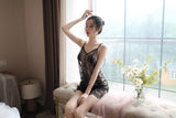 Sexy Nightdress New Style Erotic Lingerie for Women Backless Transparent Plus Size Lace Eyelash Nightdress
