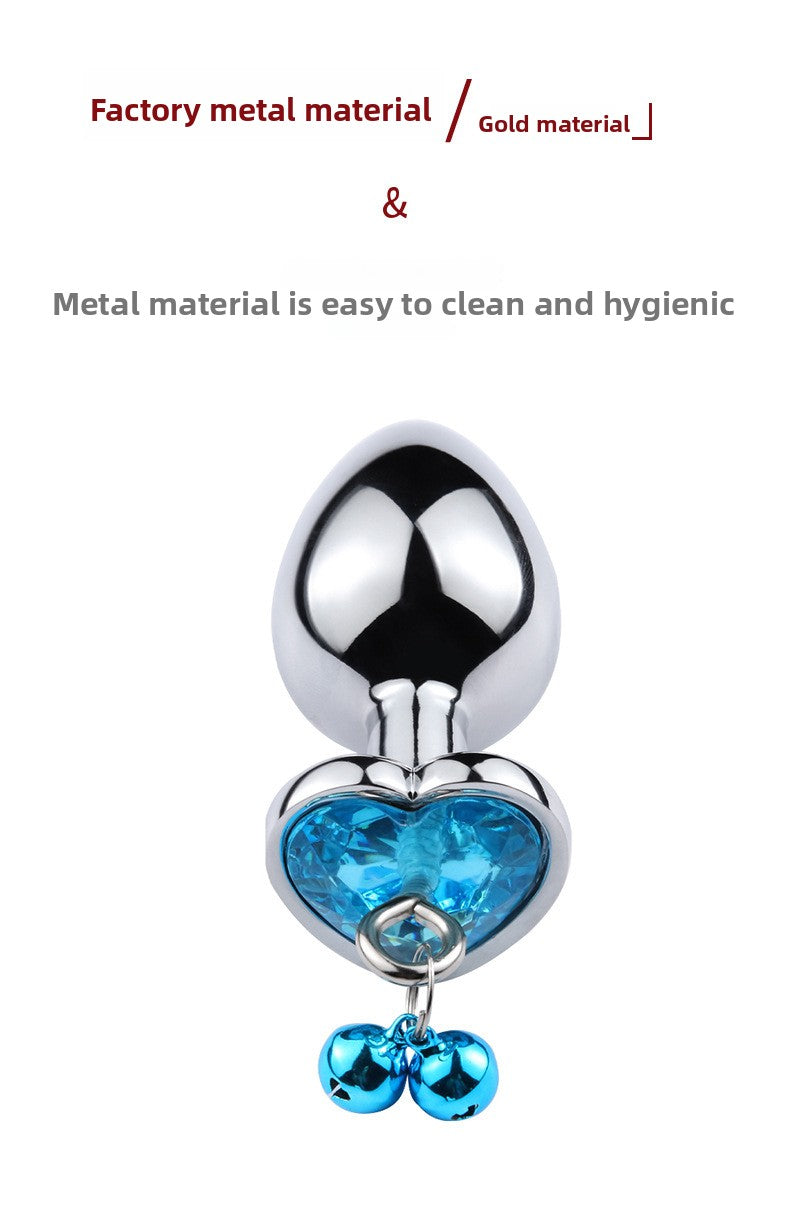 Metal Bell Heart-Shaped Anal Plug Adult Sex Toys Back Chamber Expansion Traction Chain Masturbation