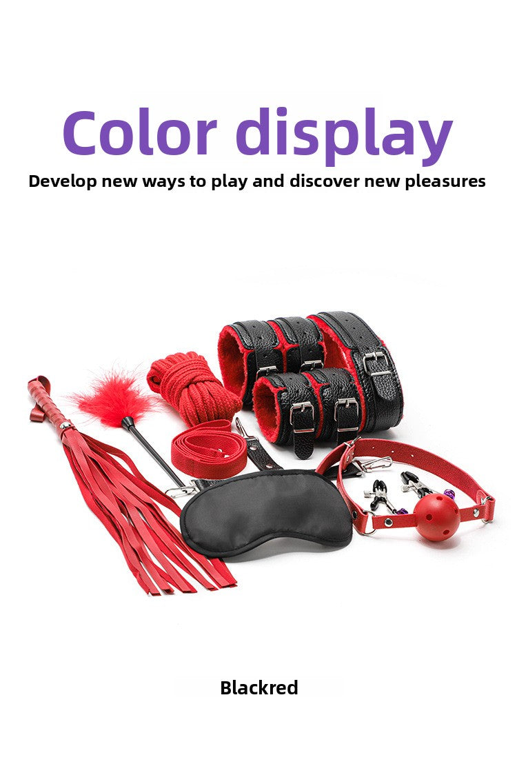 Adult Erotic Plush 10-Piece Set Female Leather Handcuffs Couple Flirting Bondage Restraint Alternative Sex Toys
