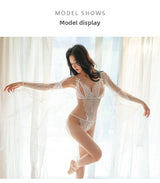 Sexy Lingerie Lace See-through Open Chest Hot Open Crotch No Need to Take Off Backless Teasing Bodysuit 5613