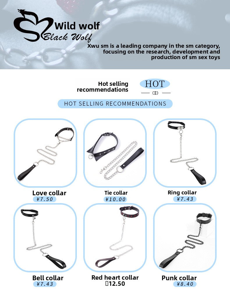 SM Sex Props Polyester Braided Belt Black Bow Bell Collar