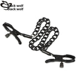 SM Props Female Slave Training Sex Tools Long Chain Nipple Clamps Double Peak Breast Clamps Adult Products Sex Toys