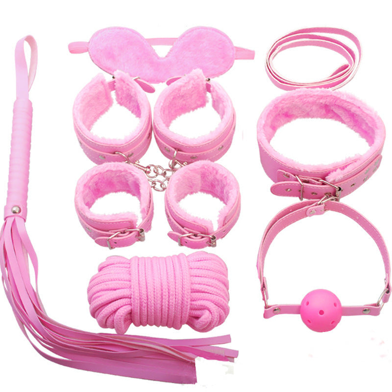 New Sexy Seven-Piece Set Plush Leather Binding Restraint Rope Sex Toys Alternative Couples Flirting Adult Use