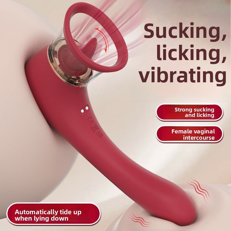 Vibrator Insertable Masturbator External Vagina Sucking Tongue Licking Vibrating Adult Toy Female Vibrator
