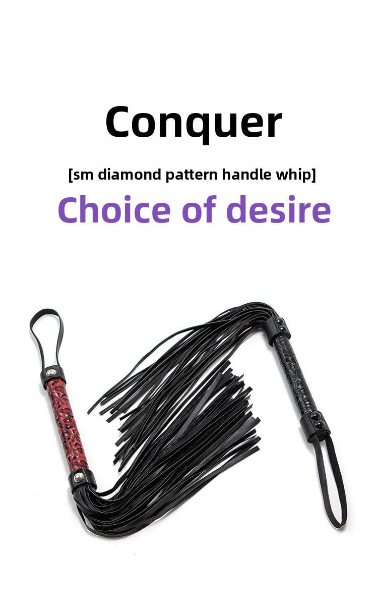Hot Selling SM Prop Whip PU Leather Diamond Pattern Erotic Whip Sex Training SP Torture Tool Tassel Whip