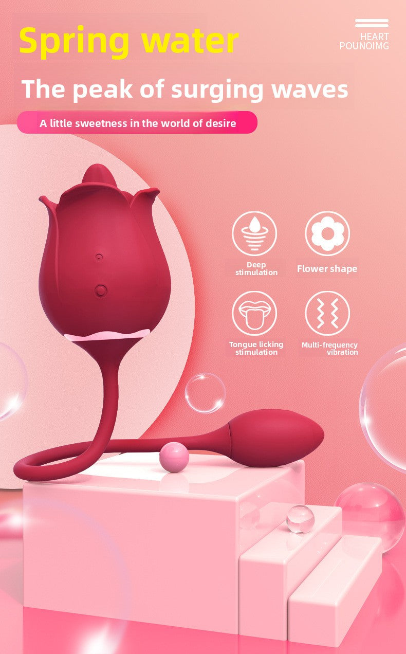 Female Double Vibrator for Young Women Rose Flirting Masturbation Sex Toy Tongue Licking Vibrator