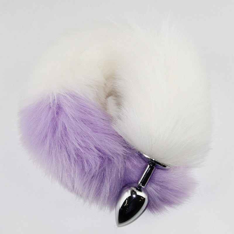 Color Block Fox Tail Anal Plug for Women Back Court Development Erotic Anal Plug SM Props Metal Anal Plug Adult Products