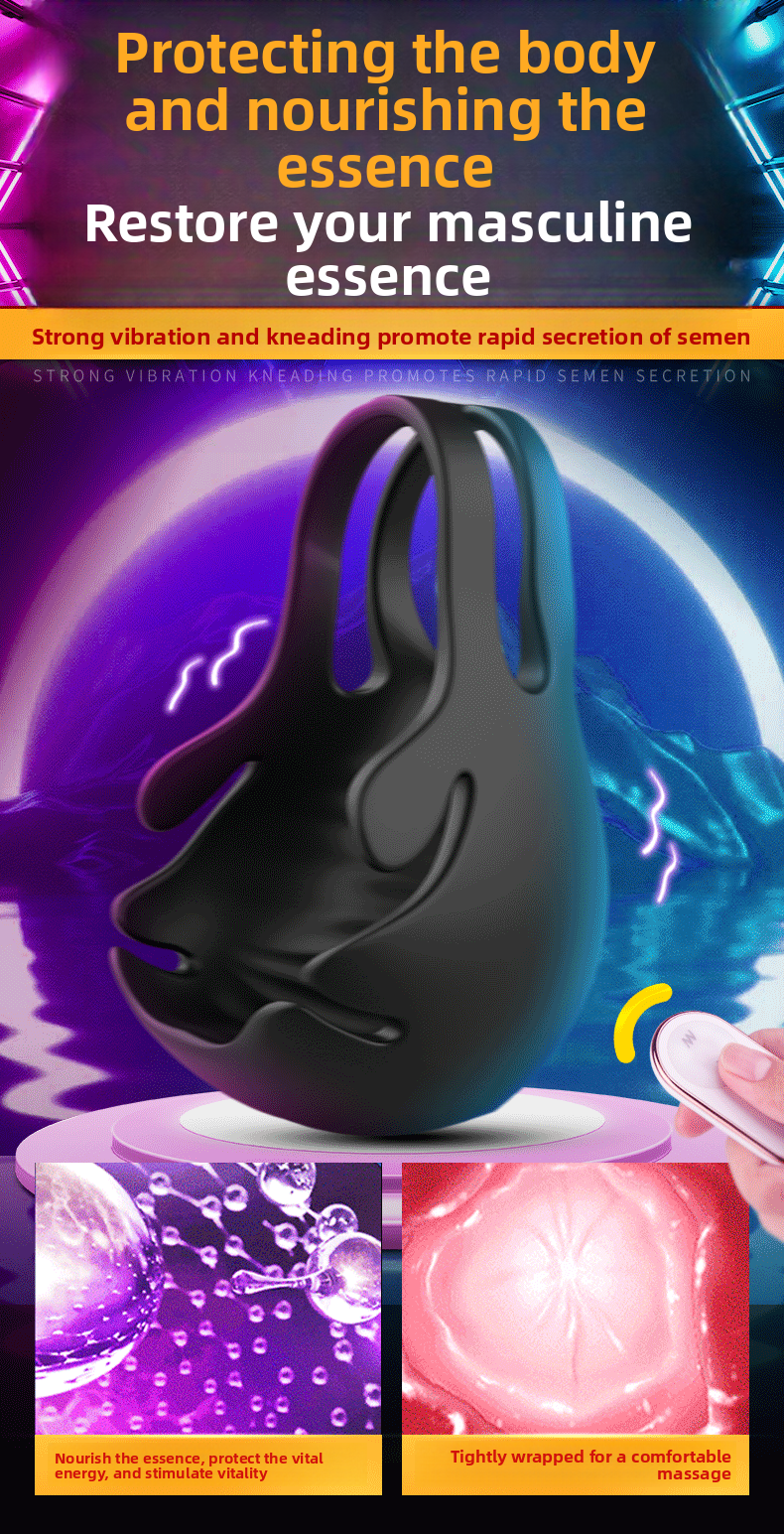 Semen Locking Ring Male Masturbator Testicle Trainer Penis Sleeve Adult Products Semen Locking Vibrating Ring