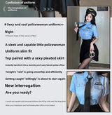 Sexy Lingerie Sexy Cop Blue Temptation Pleated Skirt Role Play Set 5634