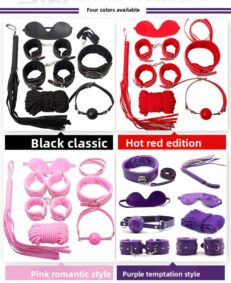 New Sexy Seven-Piece Set Plush Leather Binding Restraint Rope Sex Toys Alternative Couples Flirting Adult Use