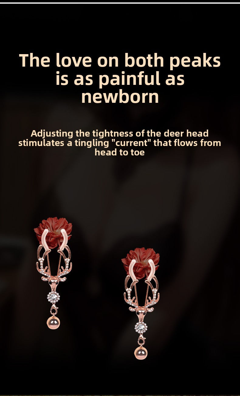 Sexy SM Props Antlers Bells Nipple Clamps Couple Flirting Teasing Nipple Clamps Vagina Clamps Toys