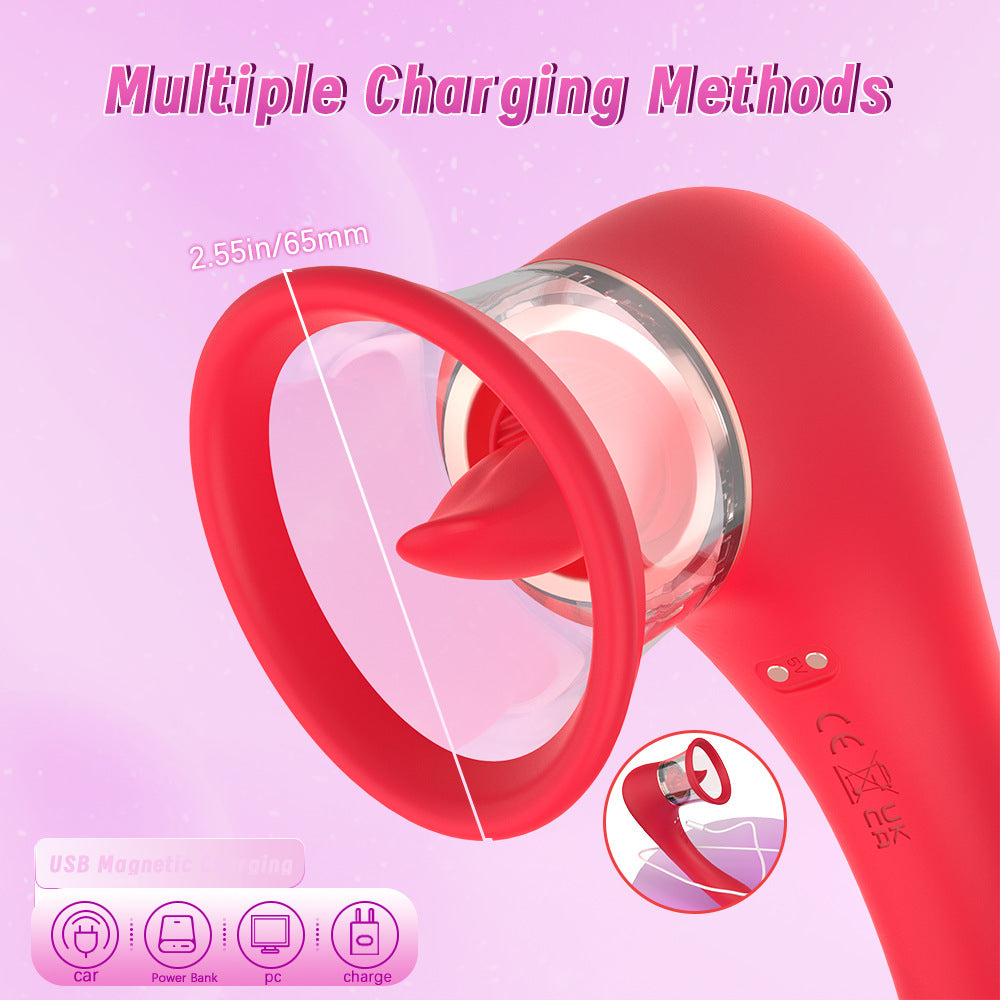 Vibrator Insertable Masturbator External Vagina Sucking Tongue Licking Vibrating Adult Toy Female Vibrator
