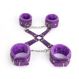 Sex Toys SM Props Back Binding Cross Buckle Plush 3-Piece Set SM Training Binding Handcuffs Footcuffs Adult