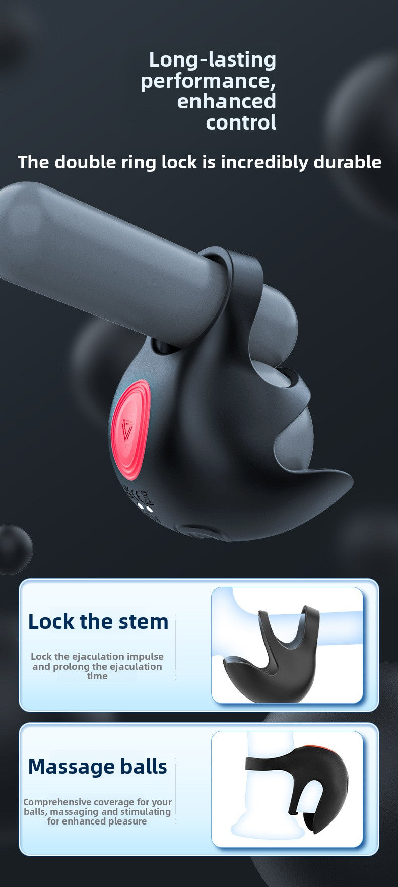 Penis Ring Male Masturbation Egg Massage Anti-Rebound Ring Semen Locking Ring Vibrator