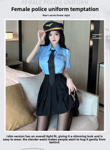 Sexy Lingerie Sexy Cop Blue Temptation Pleated Skirt Role Play Set 5634