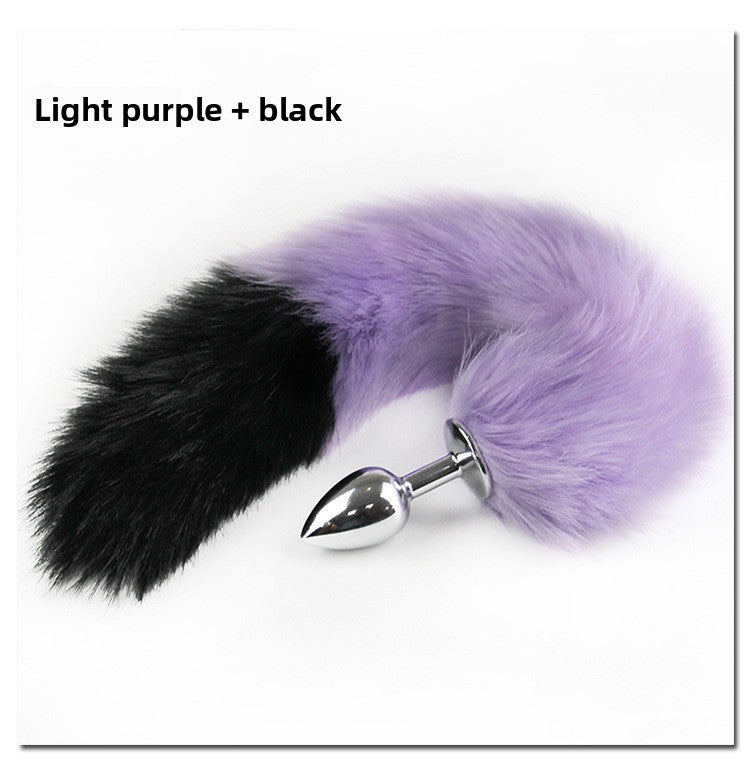 Color Block Fox Tail Anal Plug for Women Back Court Development Erotic Anal Plug SM Props Metal Anal Plug Adult Products