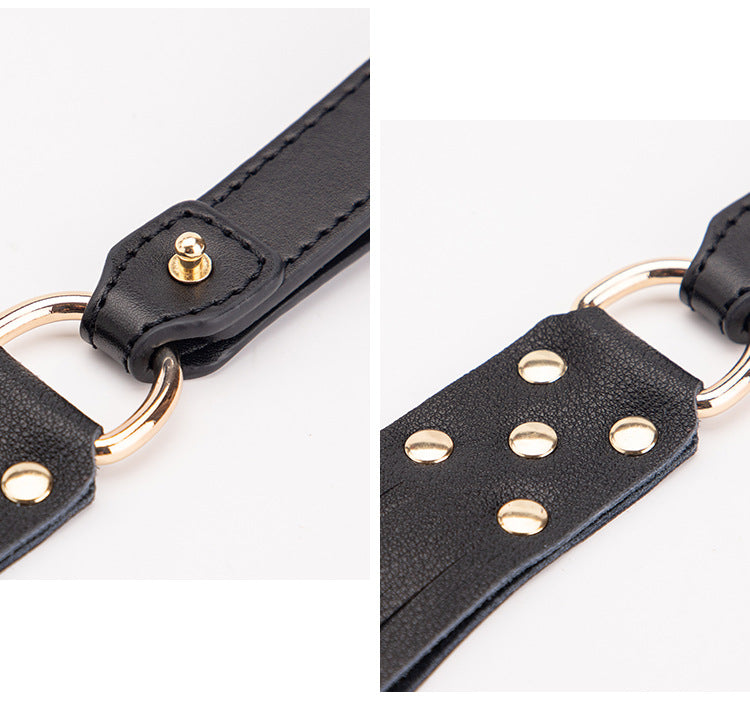 High-end SM Props Genuine Leather Collar Whip Female Slave Training Bondage Tools Mouth Gag Handcuffs