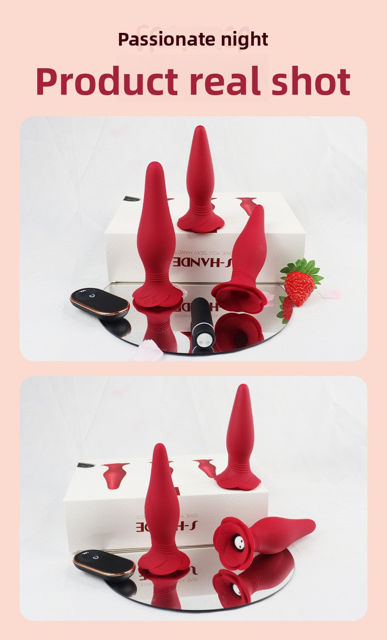 Remote Control Vibrating Anal Plug Outdoor Female Toy Three-Piece Set Adult Products Anal Sex Toys Back Court Anal Plug Supplies