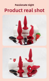 Remote Control Vibrating Anal Plug Outdoor Female Toy Three-Piece Set Adult Products Anal Sex Toys Back Court Anal Plug Supplies