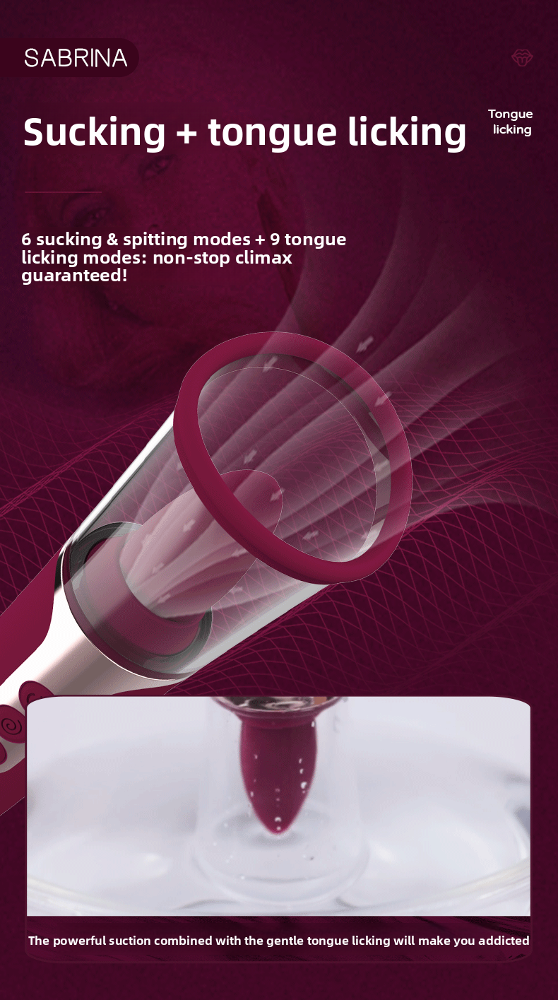 Sabrina Realistic Tongue Licking Sucking Inserting Vibrator for Men and Women Rechargeable