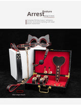 High-end SM Props Genuine Leather 8-Piece Set with Case Bondage Handcuffs Leash Collar Punishment Training Whip Adult Products