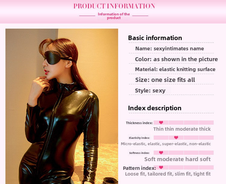 Patent Leather One-Piece Corset Queen Outfit Open Crotch Leather Suit Nightclub Performance Uniform Temptation Sexy Lingerie 1462