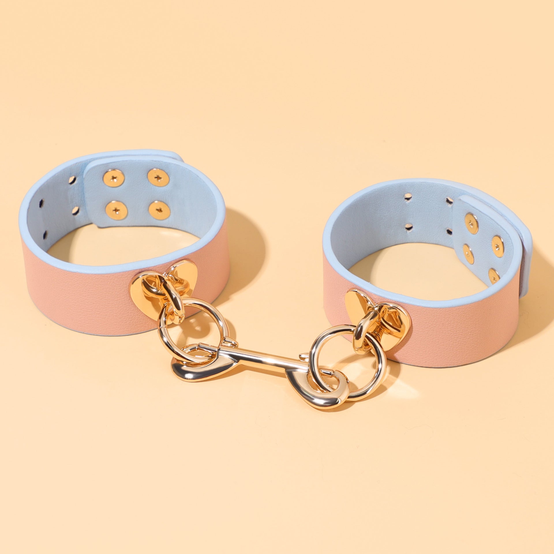 Sex Toys SM Props Macaron Genuine Leather Bondage Set Hand and Foot Cuffs Training Collar Mouth Gag Spanker Adult