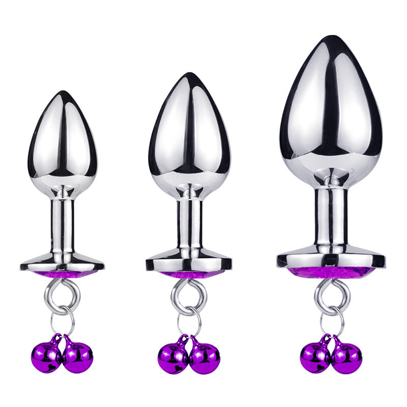 Metal Bell Heart-Shaped Anal Plug Adult Sex Toys Back Chamber Expansion Traction Chain Masturbation