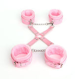 Sex Toys SM Props Back Binding Cross Buckle Plush 3-Piece Set SM Training Binding Handcuffs Footcuffs Adult