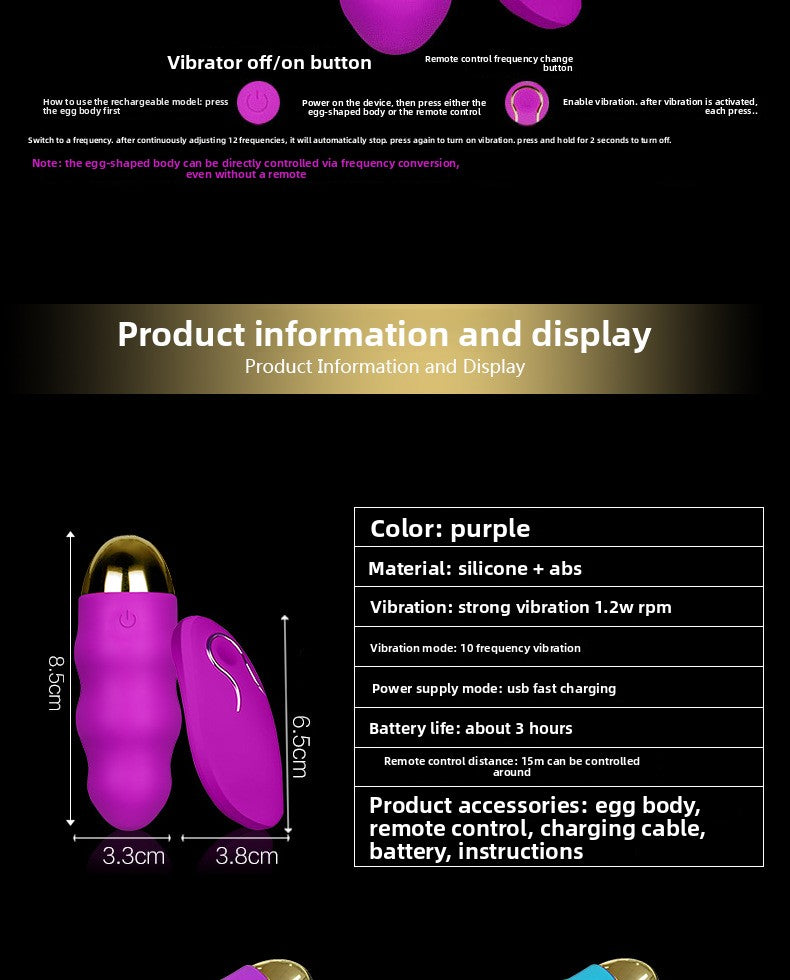 Remote Control Strong Shock Vibrator Women's Masturbation Device Women's Private Parts Supplies Adult Sex Toys Sex Product Factory