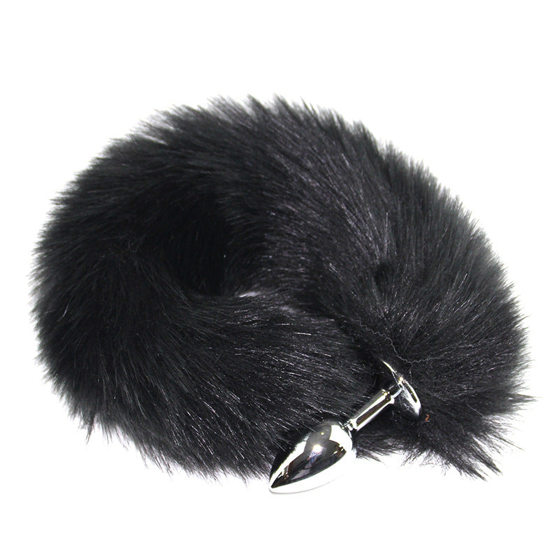Sexy SM Props Small Metal Anal Plug Solid Color Fox Tail Anal Plug Back Court Development Training Adult Supplies
