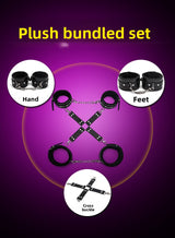 Sex Toys SM Props Back Binding Cross Buckle Plush 3-Piece Set SM Training Binding Handcuffs Footcuffs Adult