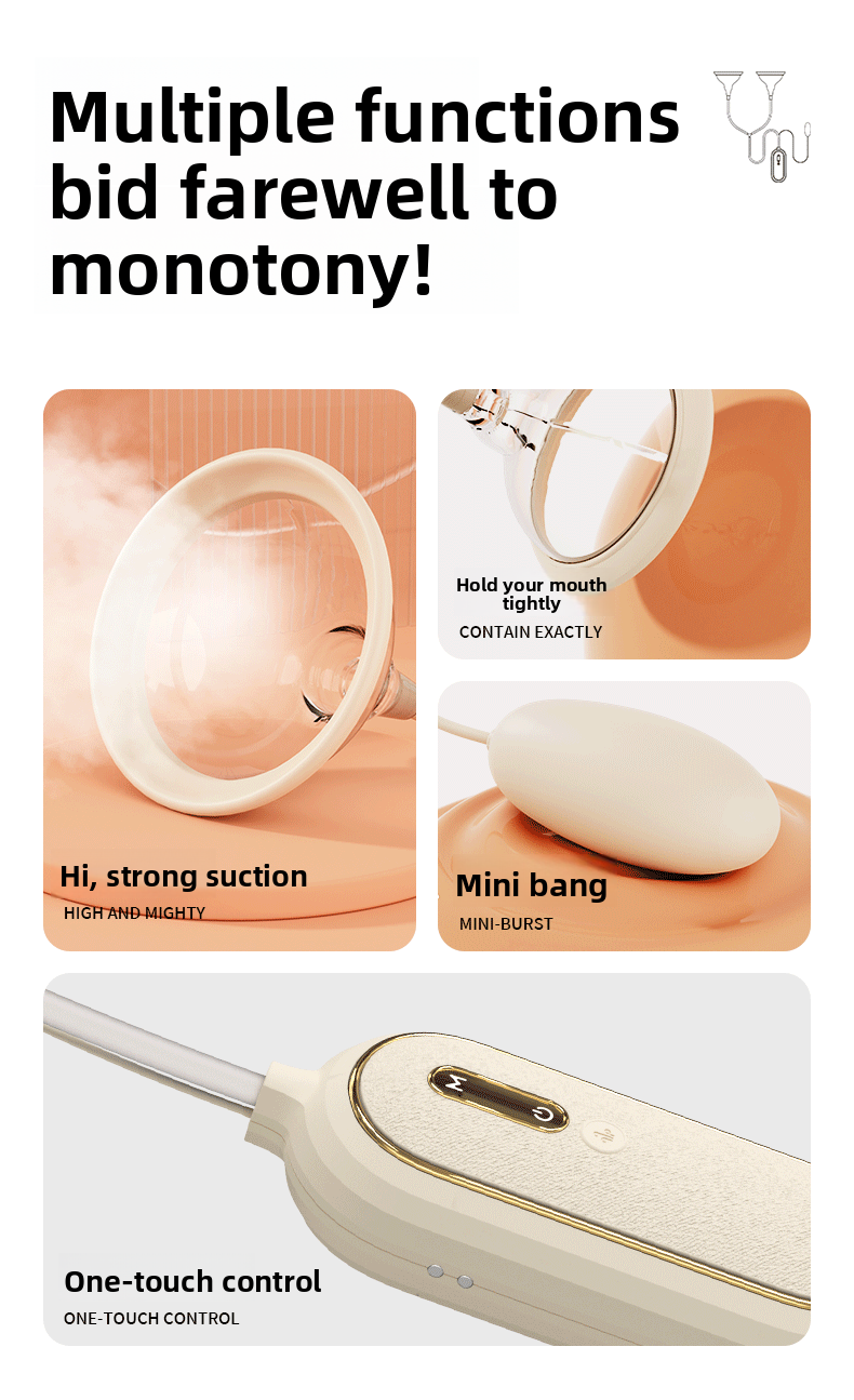 Double Cover Breast Suction Vibrator Strong Vibration Female Masturbator Shared Toy